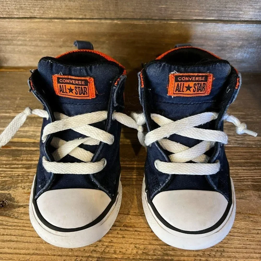 Childrens Converse Chuck Taylor Allstar Blue Hi Top Sneakers Shoes Size 8 C GUC‎